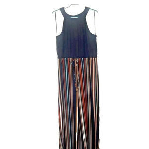 Emma & Michele Jumpsuit One Piece Sleeveless Striped Dressy or Casual XL
